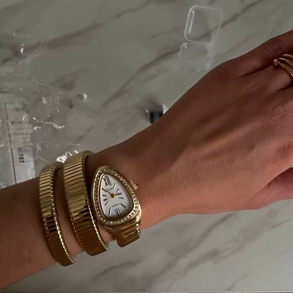 Anthropologie Gold Teardrop Crystal Wrap Watch main image 10